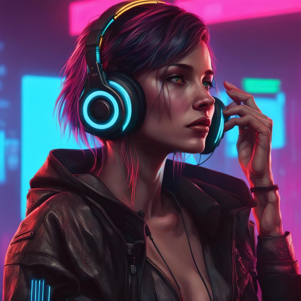 Woman listening to music - AI Generated Artwork - NightCafe Creator