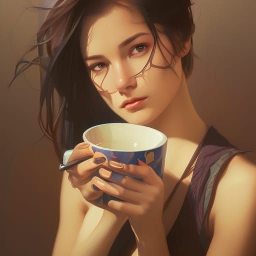beautiful girl drinking coffee #2