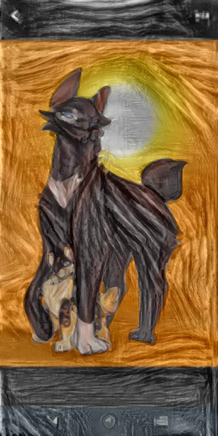 If art of a cat and a kitten mixed with art of 'The Scream'