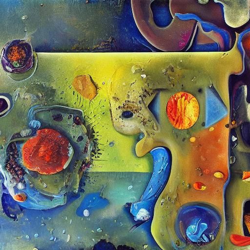 Surrealist Oil Painting of Woman with Decaying Fruit