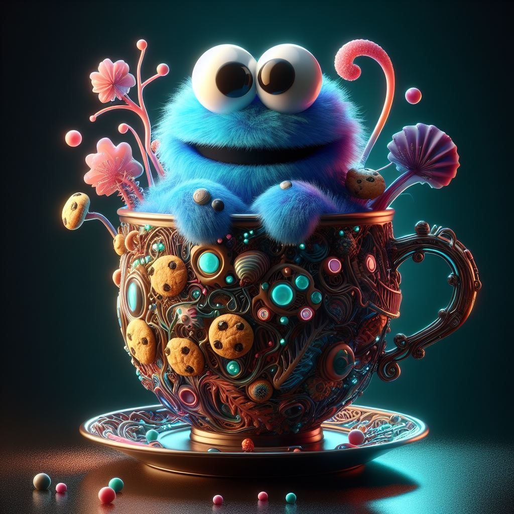 Cookie monster in a teacup