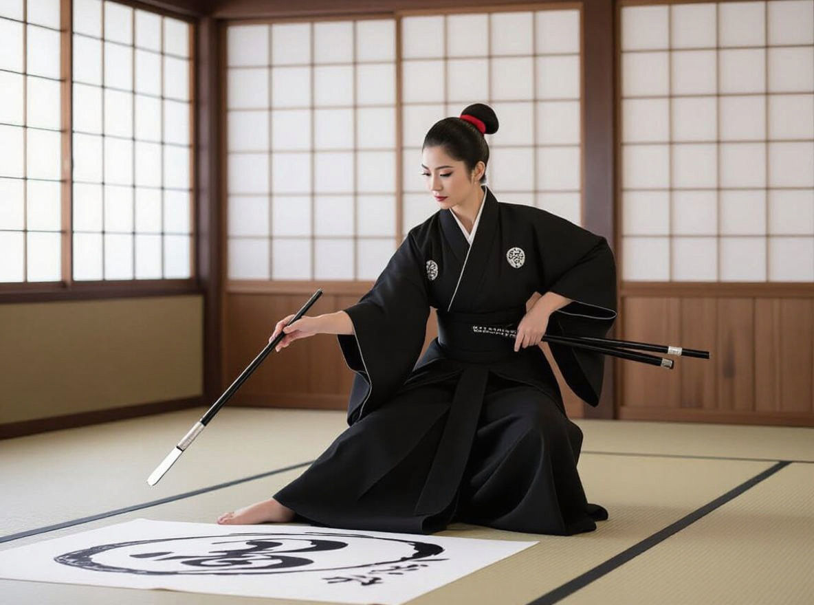 Kunoichi (female ninja) calligraphy