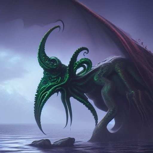 Cthulhu moving over the face of the water