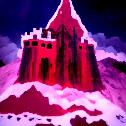 Castle at the top of a bleeding mountain