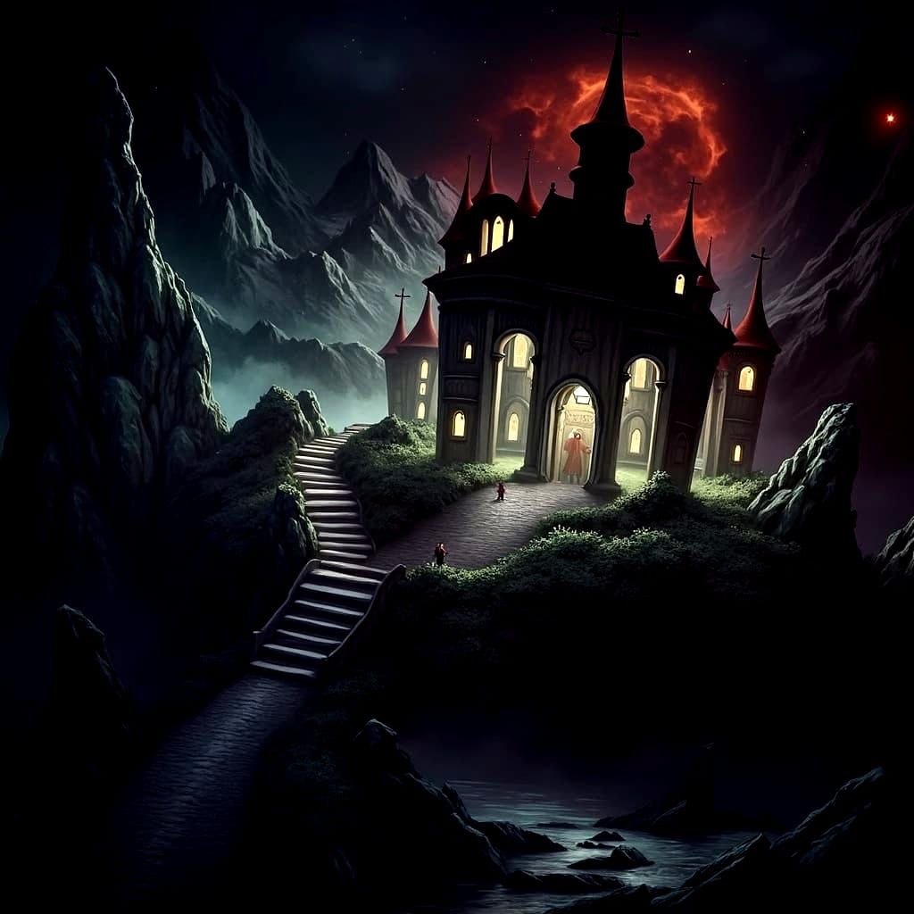 Intricate fantasy castle, fantasy landscape, Sharp contrast,...