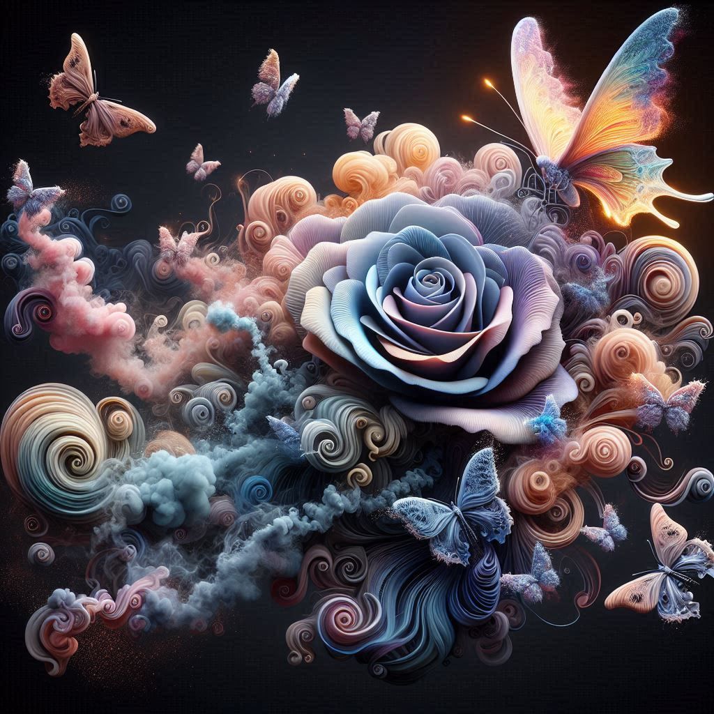 The rose and the butterflies