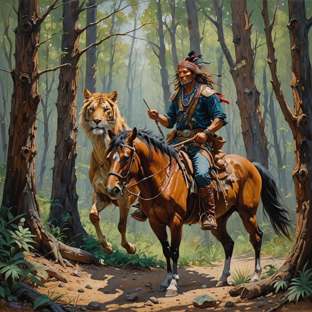 Wild Spirit one leg oil painting by James Gurney