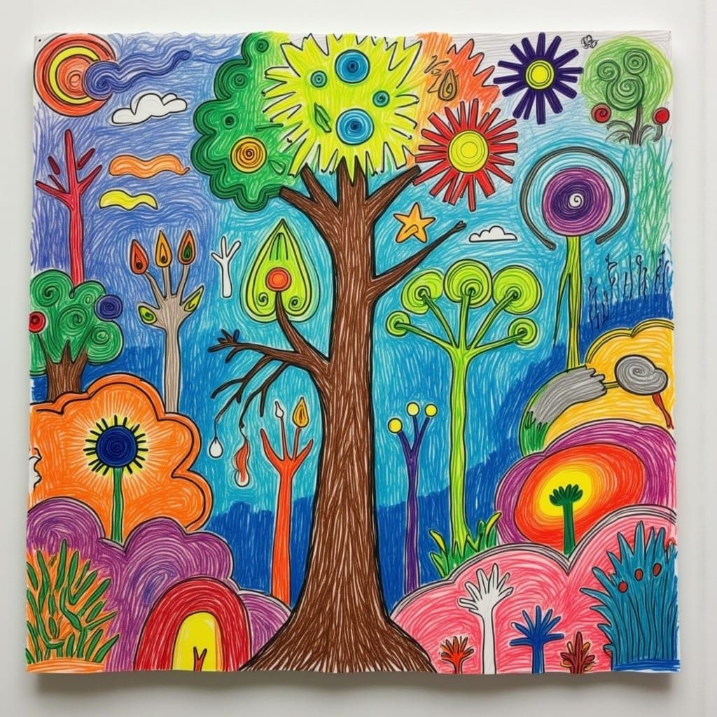  <lora:ChildhoodCrayon Flux:1.0>