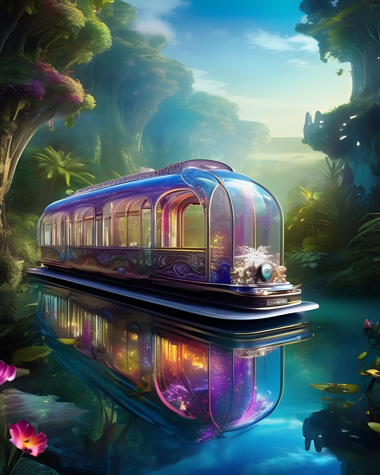 Transparent Train-Float Boat