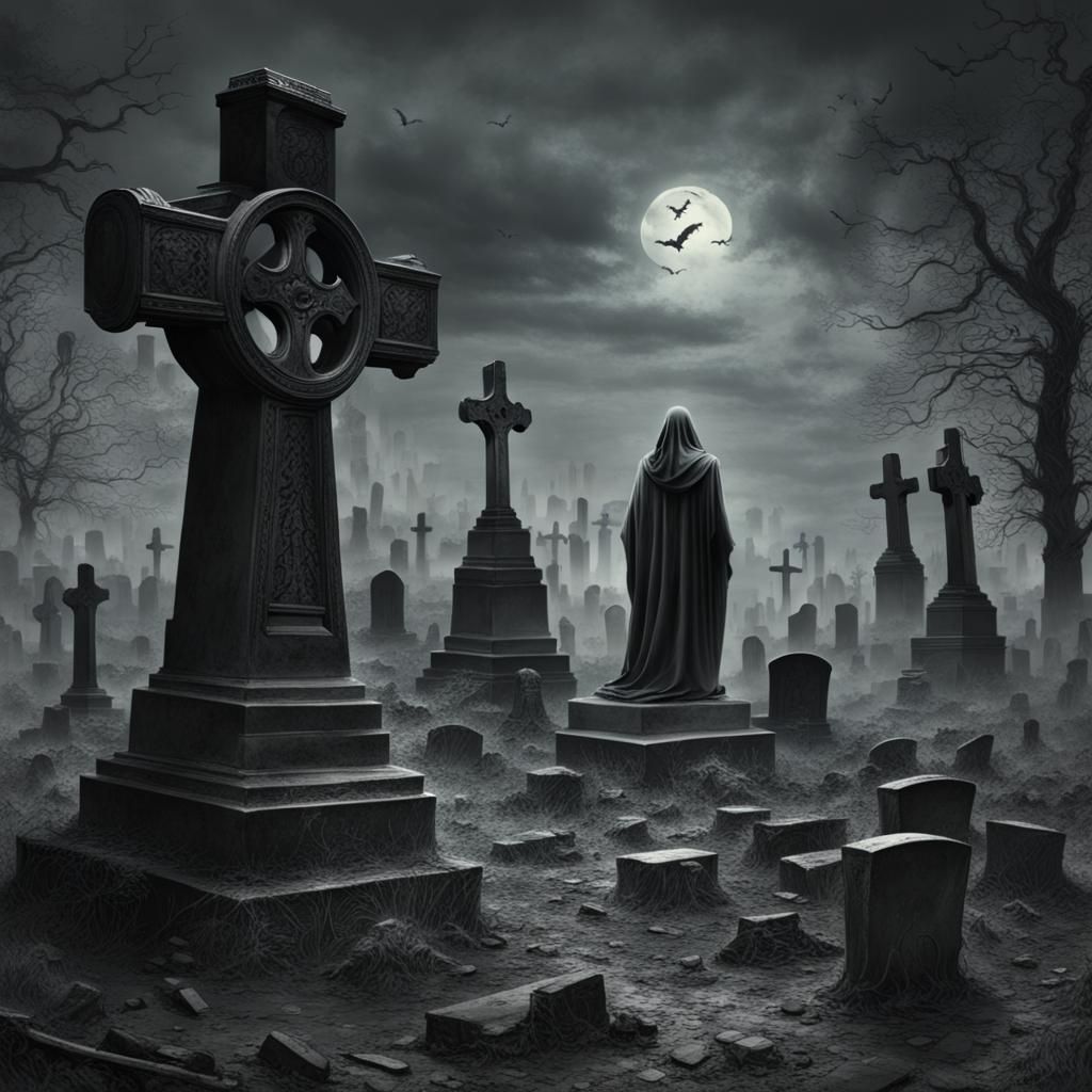 Haunted graveyard.  by @Odinson616