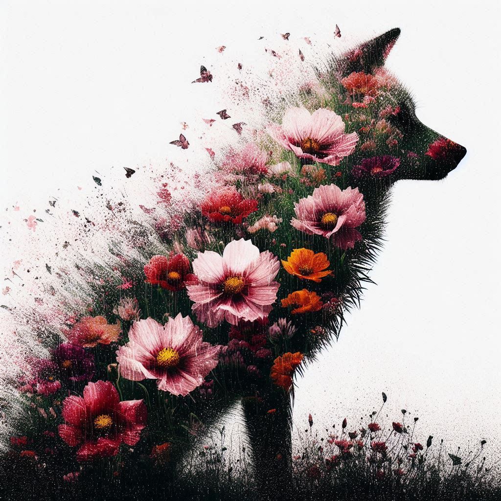 double exposure beautiful fantasy DALL-E 3 portrait landscape..