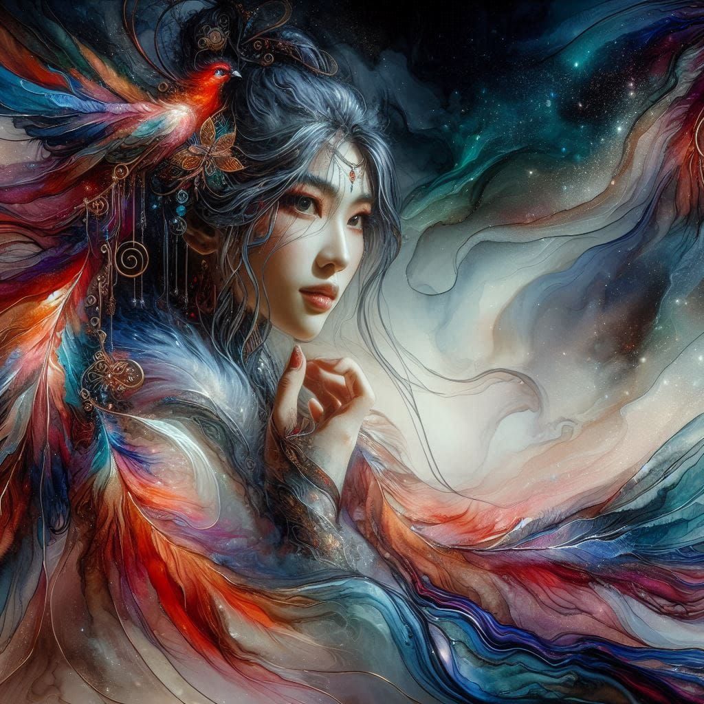 Maiden's luminous gaze