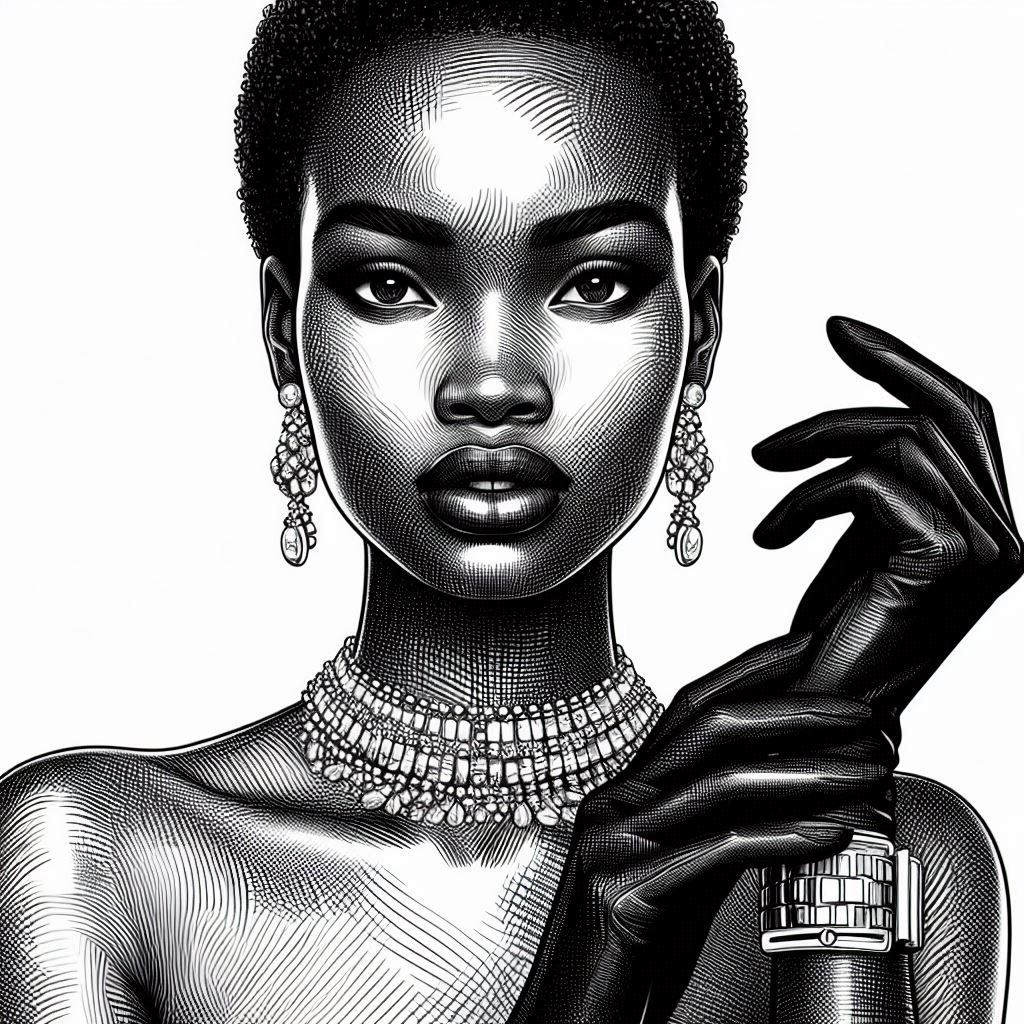 Elegant dark skinned woman