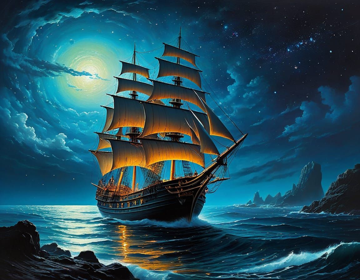 Sailing Ship on the sea   by @LolyIblis