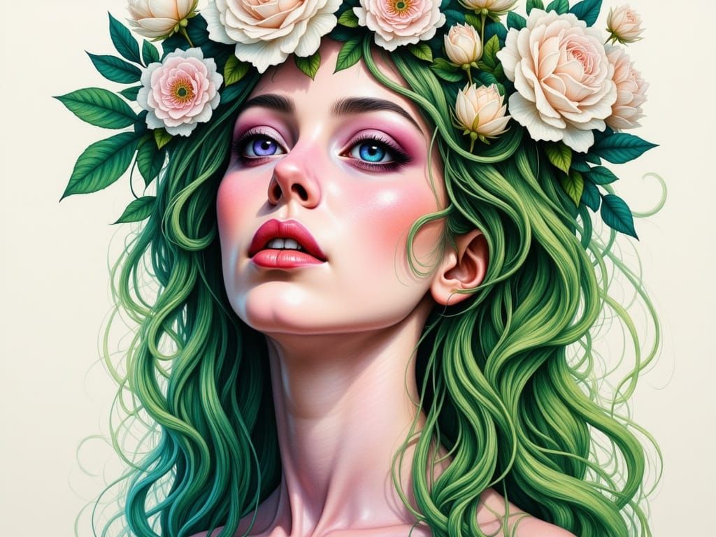 <lora:Double Detailer v2:1.0> <lora:Abstract Reality:1.0> <lora:Third Eye:1.0> A mixed media ink and watercolor painting of a pink-skinned "...