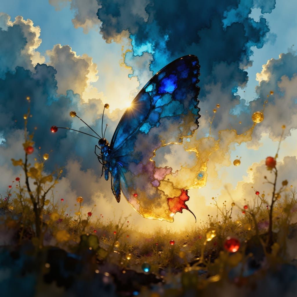 Butterfly's Wing Creates Hurricane in Serene Field