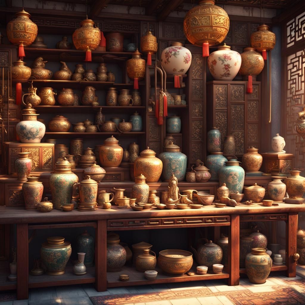 Vintage Chinese Shop Filled with Asian Treasures