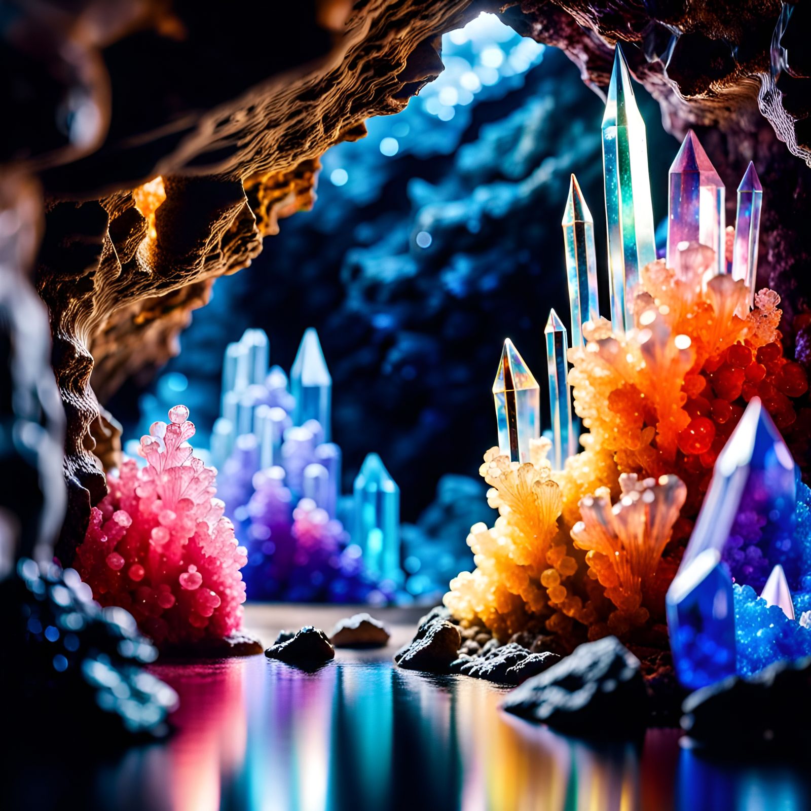 Gorgeous realistic cave made of crystals. crystal cave the crystals colors are like a space galaxy nebula ...  by @Sierra Townsend