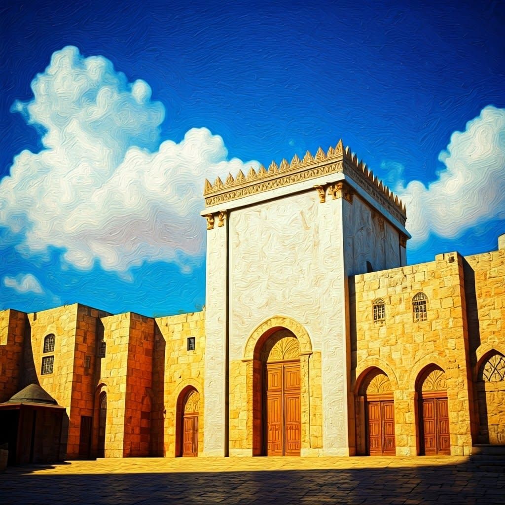 Temple in Jerusalem Radiates Warm Golden Light