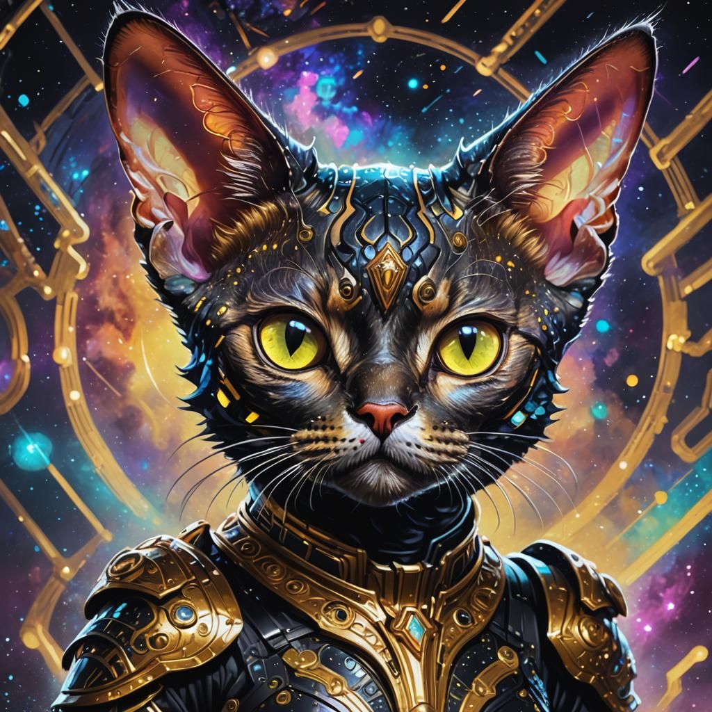 Cyberpunk Devon Rex Cat Valkyrie Warrior 3 - AI Generated Artwork ...