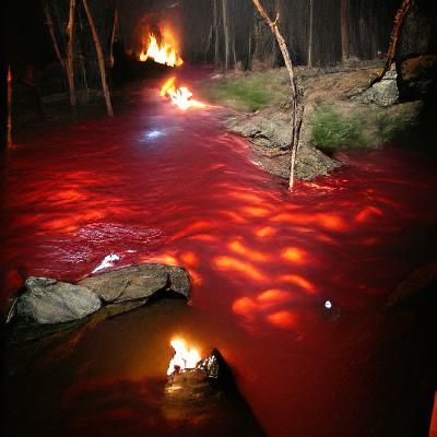 Lighting on a blood river in hell