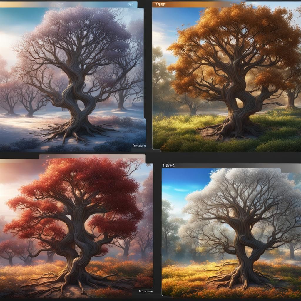 Tree in winter, summer, fall, and spring - AI Generated Artwork ...
