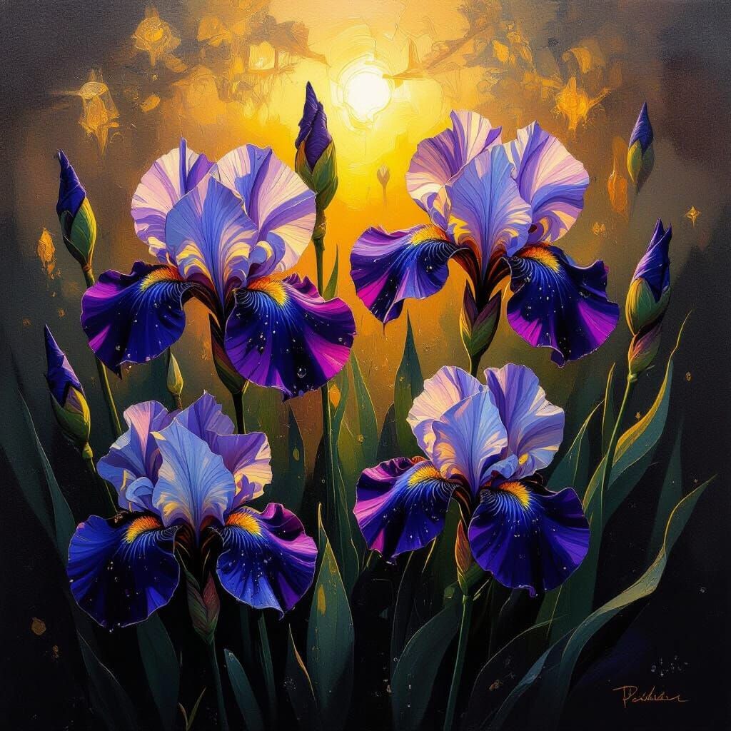 Креативные абстрактные цветы ирисы