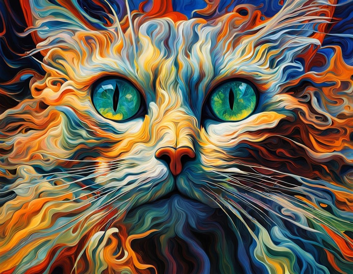Abstract fluffy cat   by @Eee17