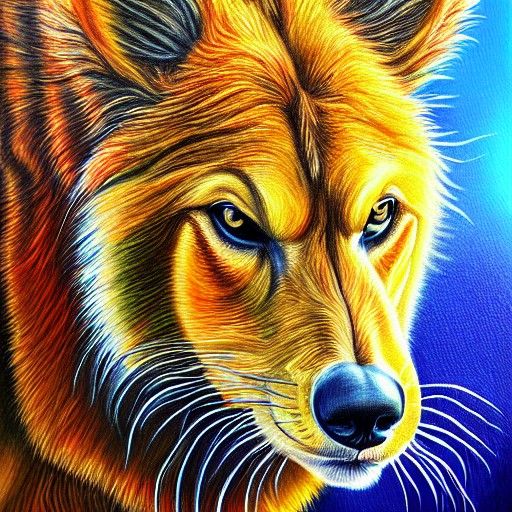 Spirit animal HDR oil on canvas detailed painting detailed p...