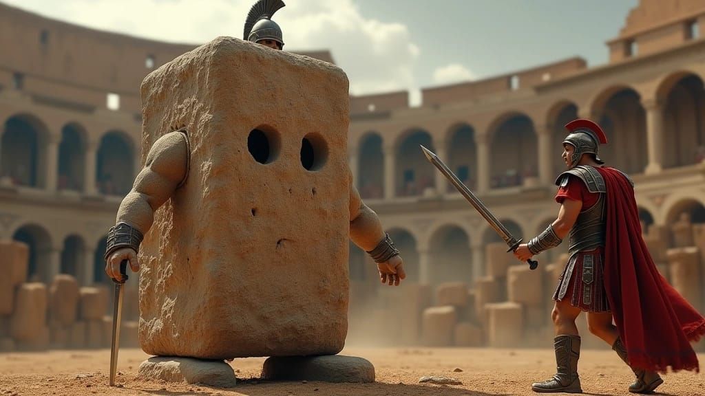 This is Urgh-O, the only gladiator to never suffer a defeat!