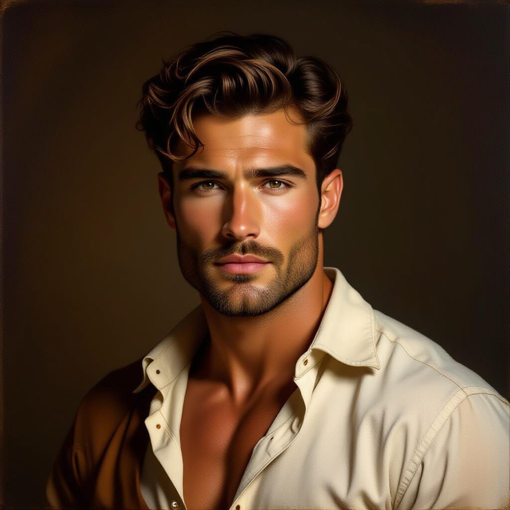 Renaissance Portrait of a Sun-Tanned Man in Chiaroscuro