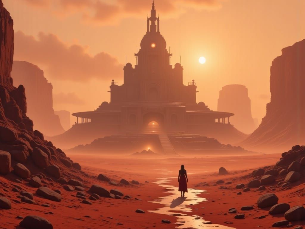 Mars Base Futuristic Landscape in Cinematic Painting Style