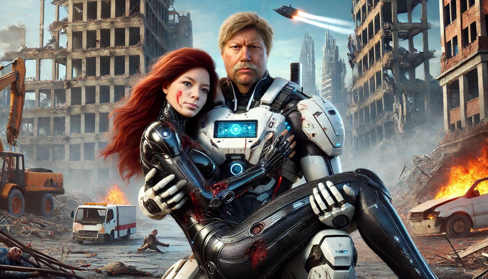 A friend and myself in a post-apocalyptic NYC