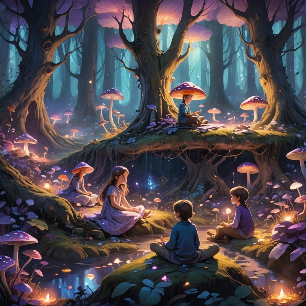 Enchanting Forest Melodies in a Fantasy Art Style