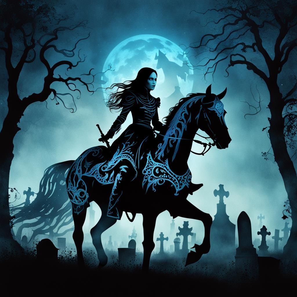 Armored Knight on Ectoplasmic Horse in Graveyard