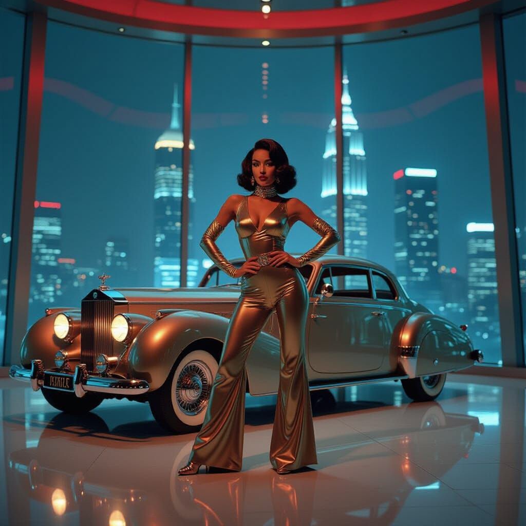 Art Deco Android Salsa Dancer in Metropolis, Cinematic Style