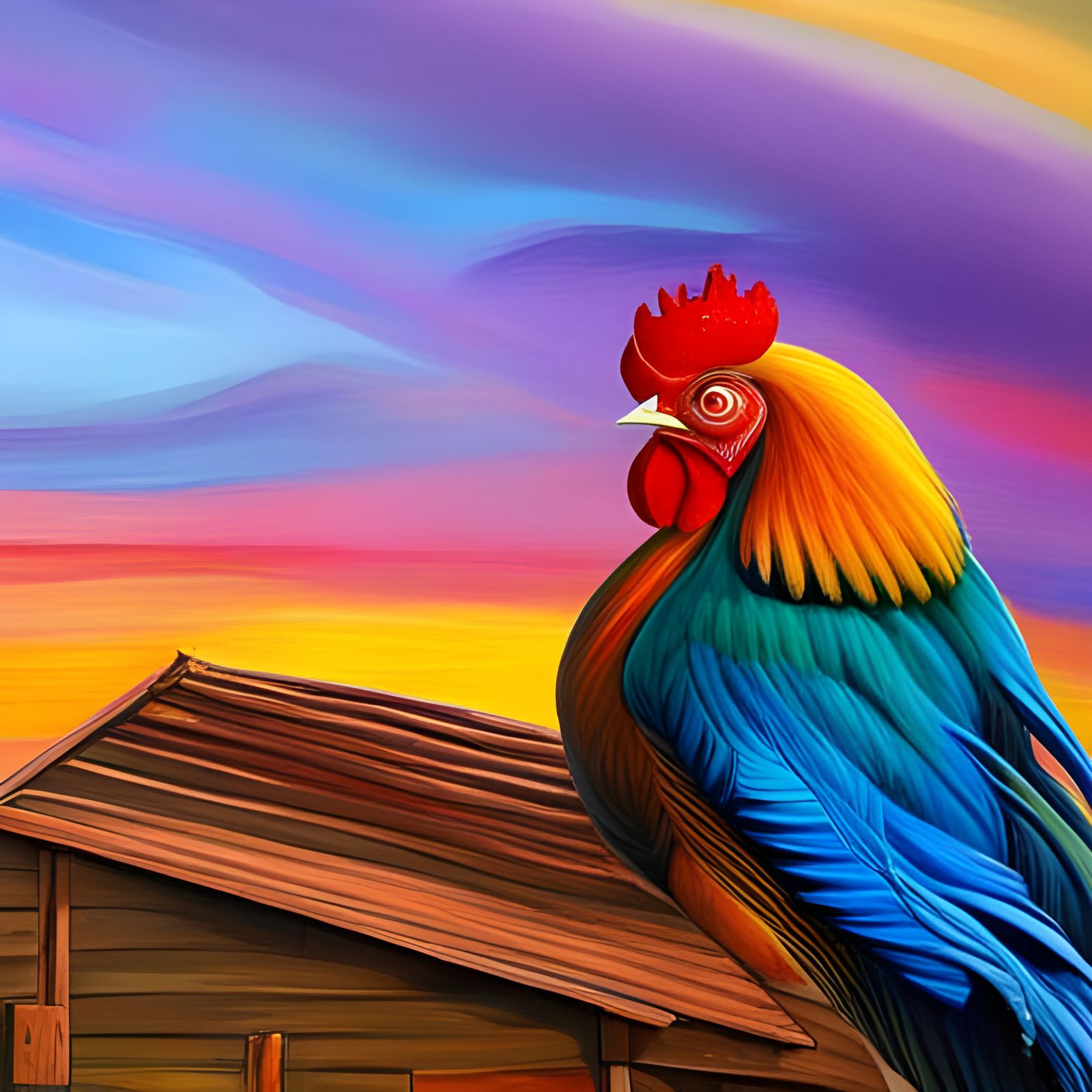 Rainbow roosters AI Generated Artwork NightCafe Creator
