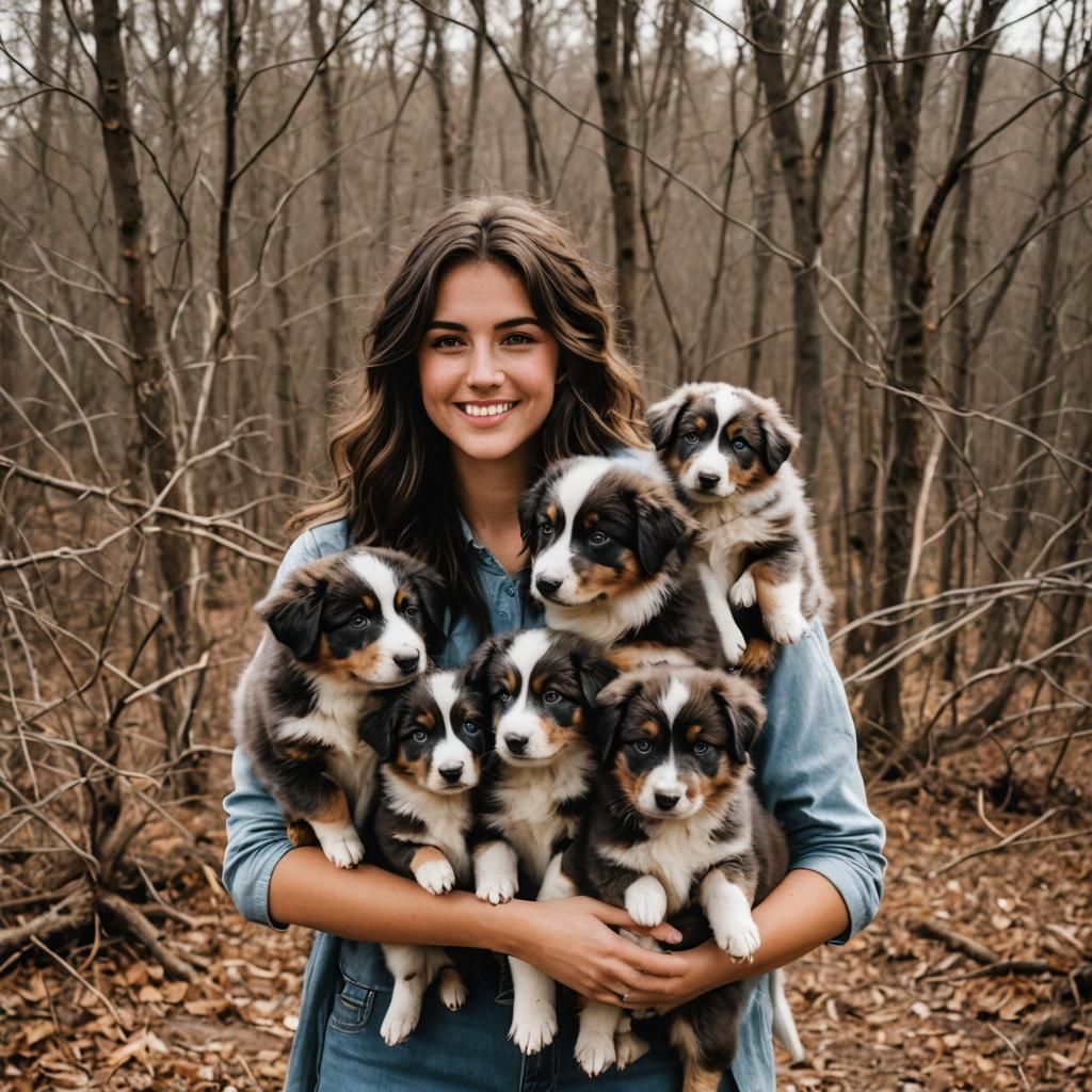 A 19 year old brunette girl, holding a bunch of Australian s...