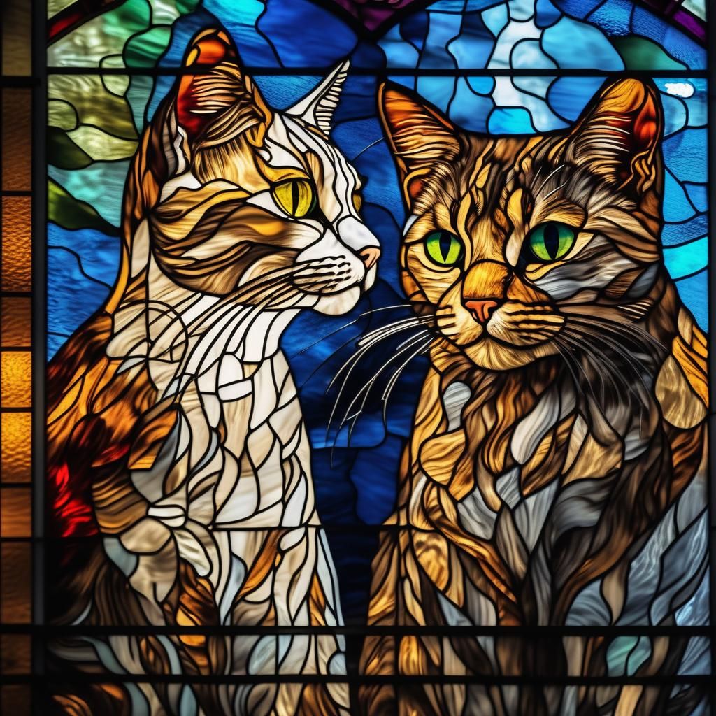 Stained Glass of a Cats