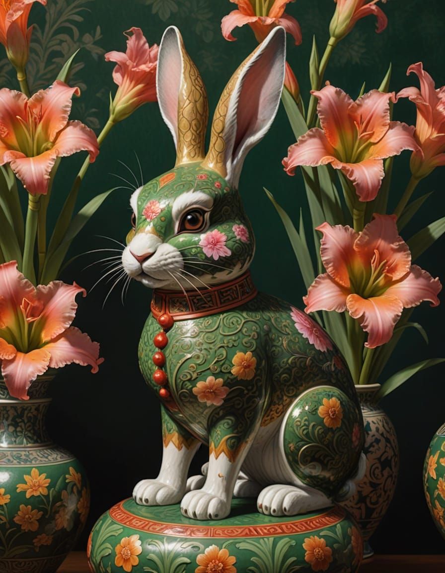 Chinese ceramic rabbit  by @Thunder Cube