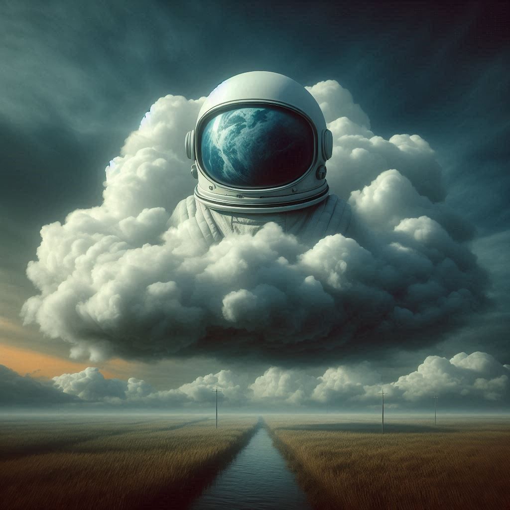 The Uncanny Astronaut Helmet inspired by René Magritte