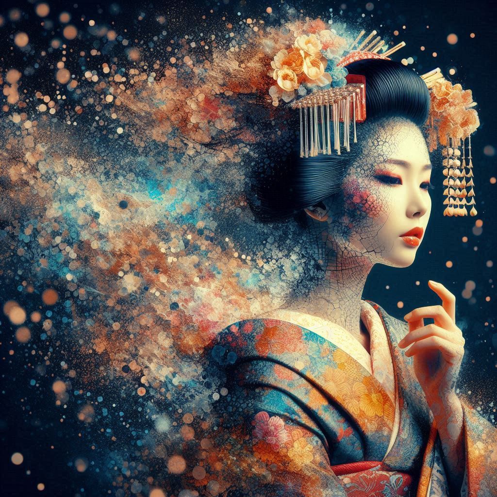 double exposure beautiful fantasy DALL-E 3 portrait landscap...