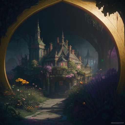 Secret flower garden detailed matte painting, deep color, fa...