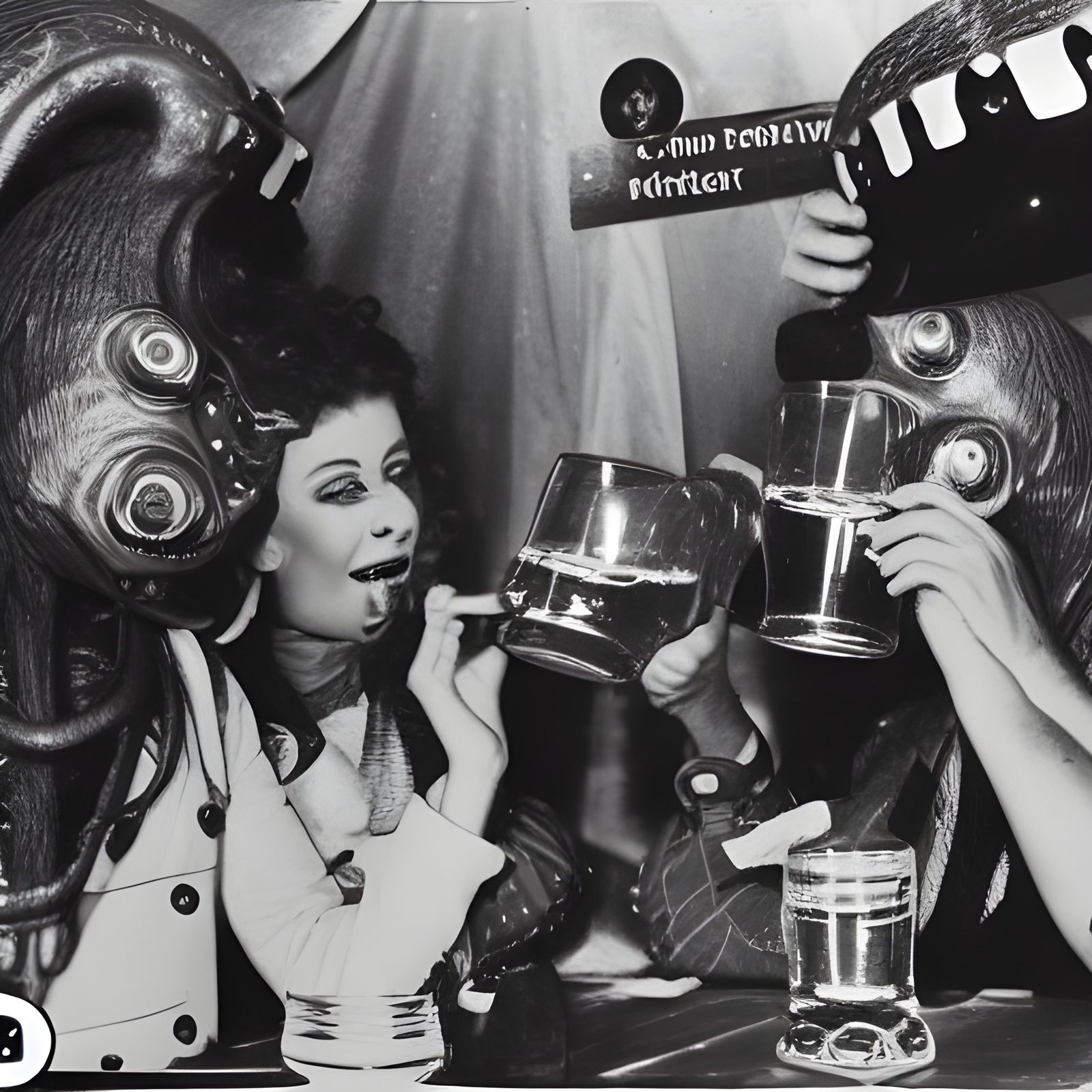 oktoberfest vintage photo of aliens drinking and having fun ...