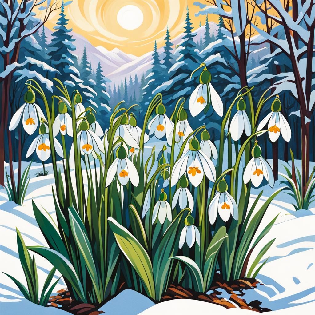 The first snowdrops break through the snow cover, by Erin Ha...