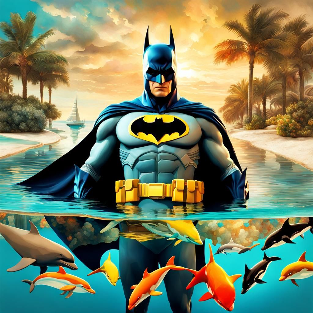 BATMAN ON VACATION - SWIMMING with Dolphins