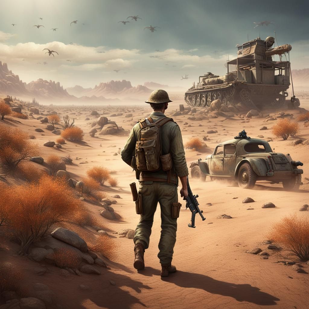 Man Facing Zombie Apocalypse with MP40