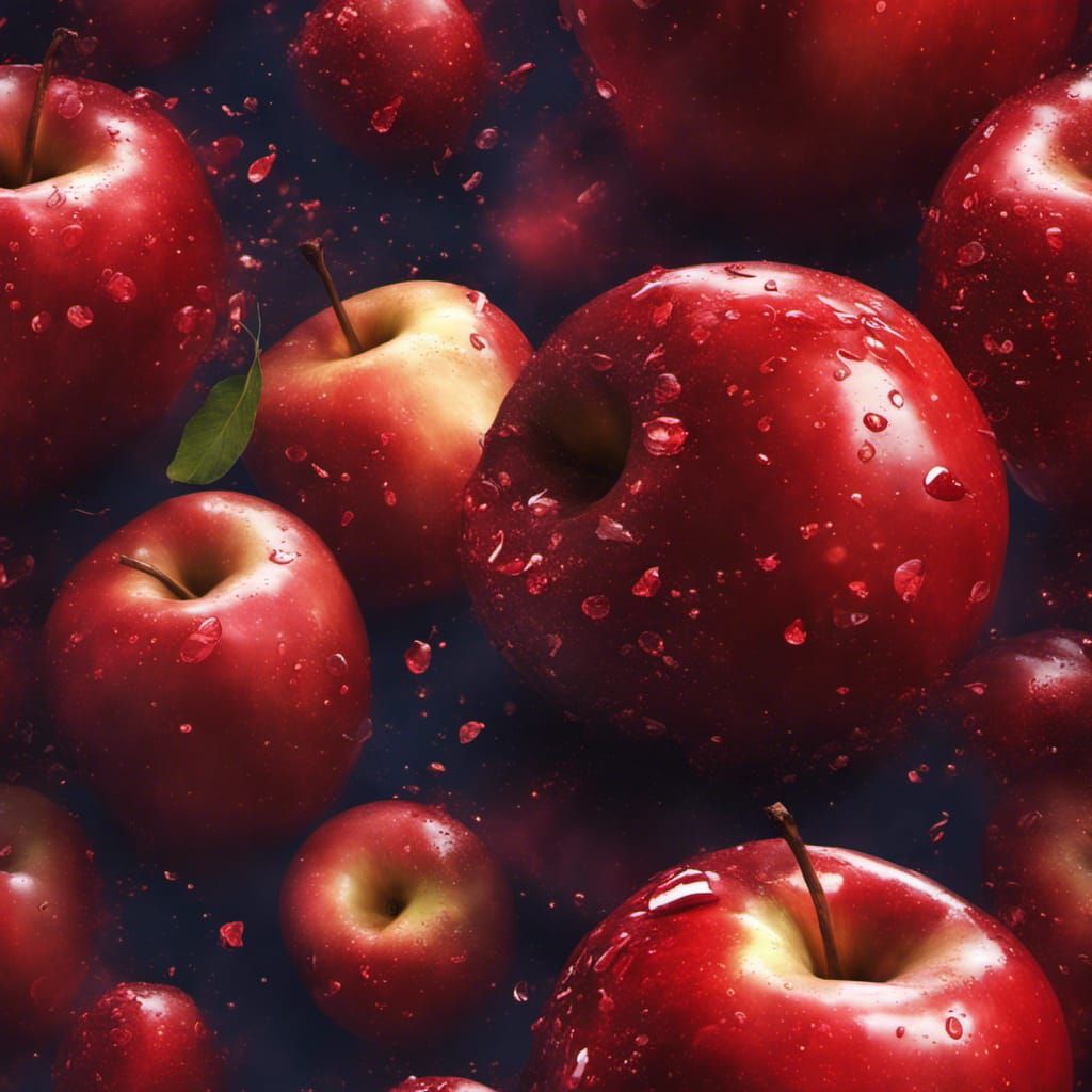 compose a vivid description of a delectable red apple with s...
