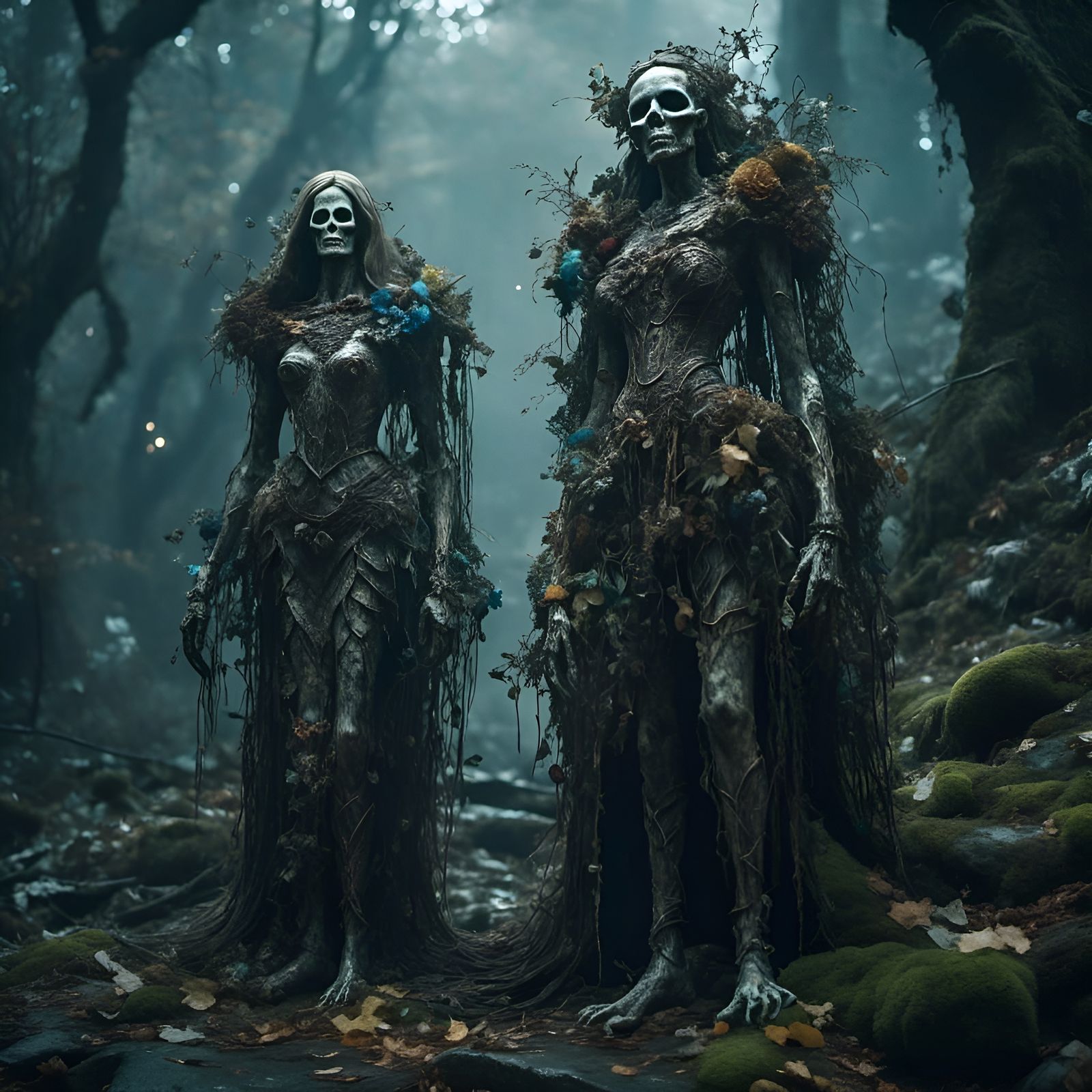 Wight: Ghostly, withered figures with sunken eyes and shallow skin, dressed in the remnants of once-fine garments! <lora:LapiClassic:1.0>