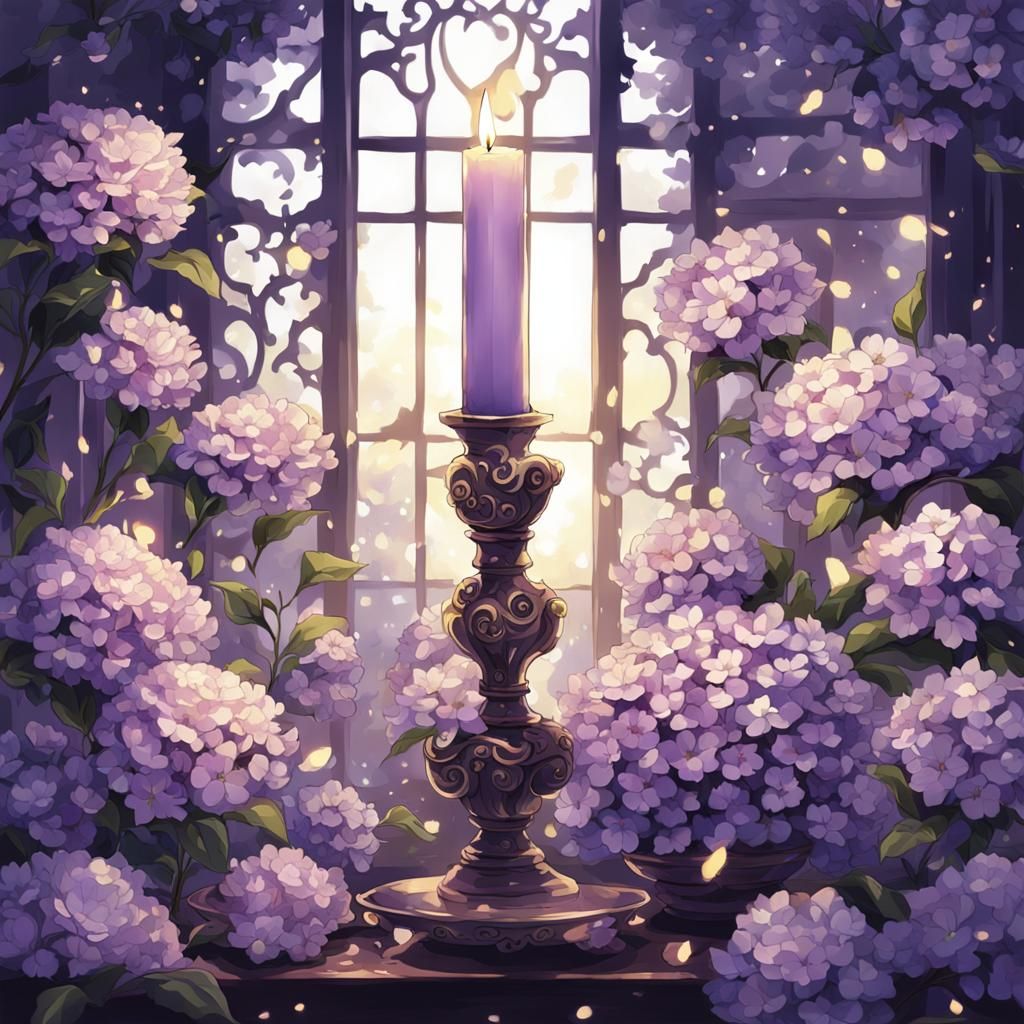 Floral Candlestick in Anime Style